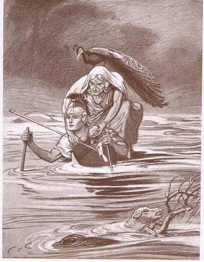 Altın Post: Azgın ve köpüklü akıntıya cesurca adım attı ve kıyıdan uzaklaşmaya başladı. by George Soper
