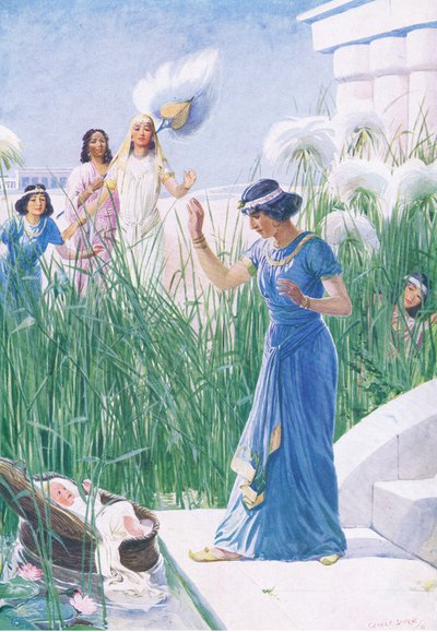 Bullrushes arasında bebek, Thomas Nelson tarafından yayınlanan İncil Resimli Kitaptan, c.1950 by George Soper