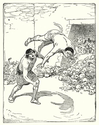 Theseus: " Theseus onu omzunun üzerinden yere attı" (lito) by George Soper