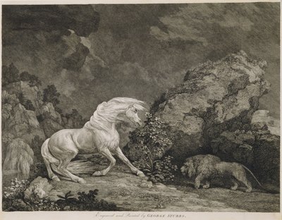 Sanatçı tarafından oyulmuş bir Aslan tarafından korkutan bir at by George Stubbs