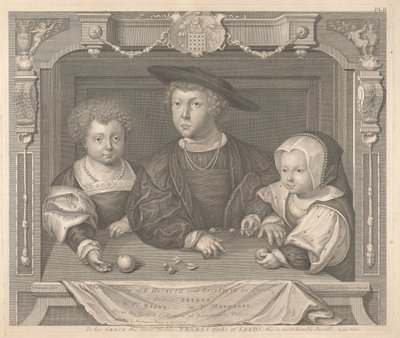 Henry VII ve Kraliçesi Elizabeth'in Üç Çocuğu, Prens Arthur, Prens Henry ve Prenses Margaret by George Vertue