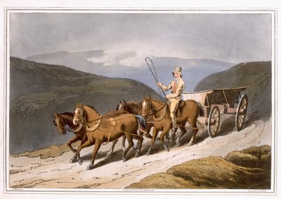 The East Riding veya Wolds Wagon, Robert Havell the Elder tarafından kazınmış, 1814 yılında Robinson and Son, Leeds tarafından yayınlanmıştır. by George Walker