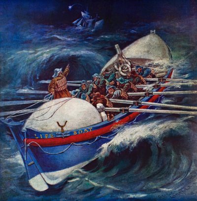 Cankurtaran botu kurtarmaya çalışıyor (renkli taş) by George Washington Lambert
