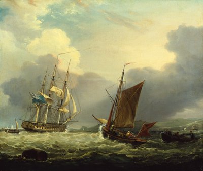 Devon Sahili açıklarında 36 Gun Fırkateyn (tuval üzerine yağlı boya) by George Webster