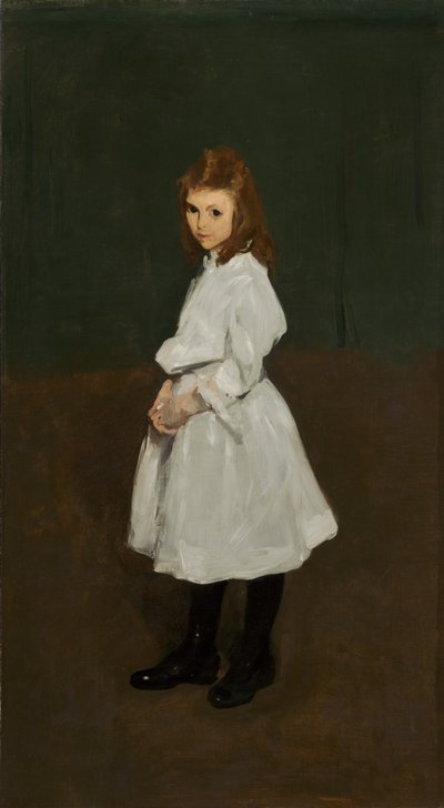 Beyaz Queenie Burnett'teki Küçük Kız, 1907. by George Wesley Bellows