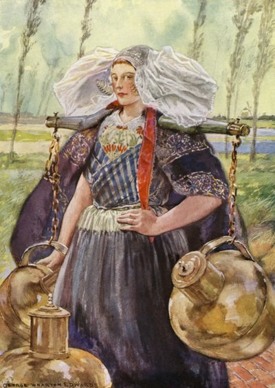 Bir Zeeland Sütçü Kızı (renkli taş) by George Wharton Edwards