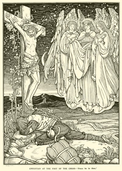 Haçın dibindeki Hristiyan (gravür) by George Woolliscroft Rhead
