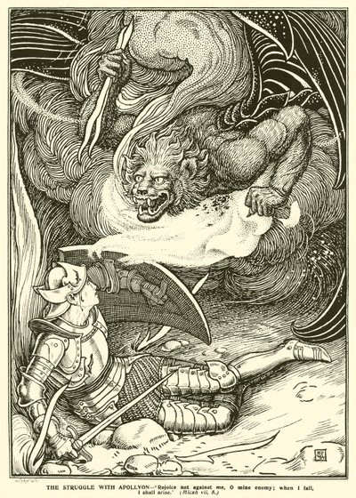 Apollon ile Mücadele (gravür) by George Woolliscroft Rhead