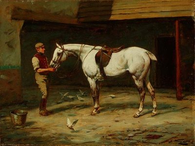 Ahır Bahçesinde Damat (tuval üzerine yağlı boya) by George Wright