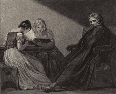 Milton, Kızlarına dikte ediyor by George after Romney