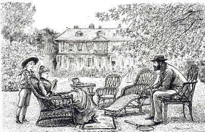 Tipik hasır mobilyayı betimleyen bir gravür. Fransız-İngiliz karikatürist ve yazar George du Maurier (1834-1896) tarafından resmedilmiştir. by George du Maurier