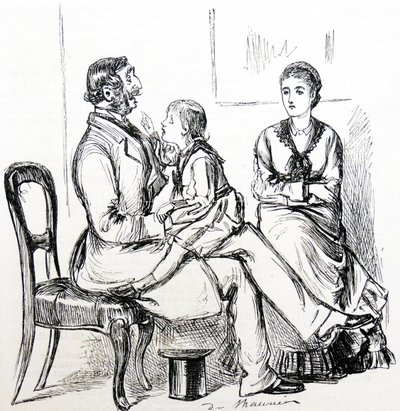 Takma dişleri düzeltmek için kullanılan kauçuktan büyülenen çocuk by George du Maurier