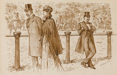 En Passant: Bu Bounderson, değil mi? Bir Köpek Yavrusu olarak boğulmalıydı!, Punch Magazine, 23 Temmuz 1892 (kağıt üzerinde kalem ve sepya mürekkebi) by George du Maurier