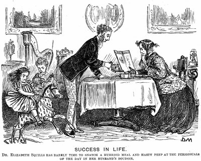 Hayatta Başarı: Rol değişimi ve modern profesyonel kadın. George du Maurier, 1867 için Punch Almanack için karikatür. 1865