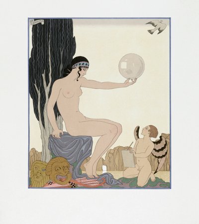 Bir ilham perisi bir sanatçıya ilham verir by Georges Barbier