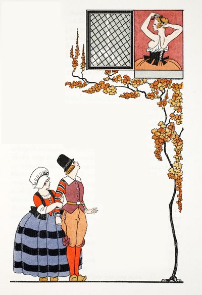 Uzaktan hayranlık (pochoir baskı) by Georges Barbier
