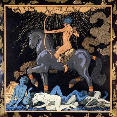 Kara Atı Binen, c.1917-1920 (şablon) by Georges Barbier