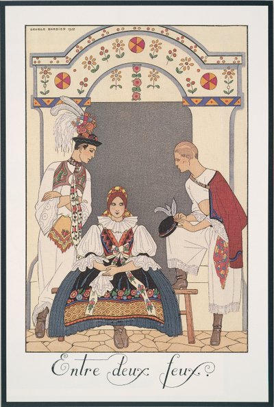 Falbalas ve Fanfreluches, 1923 için Almanak, İki Ateş Arasında, George Barbier tarafından, yazdır by Georges Barbier