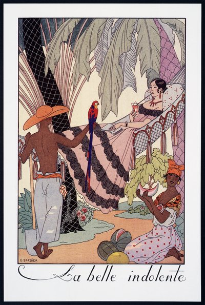 La Belle Indolente, George Barbier (1882-1932), Falbalas et Fanfreluches, Almanach des Modes Presentes, Passees et Futures, Fransa, 20. yüzyıl by Georges Barbier
