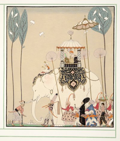 Komedi karakterlerinden Güzel Mines, pub. 1922 (kalıp baskısı) by Georges Barbier