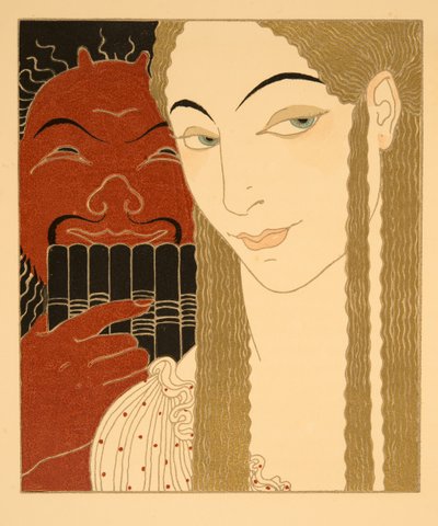 Mektup, Les Chansons de Bilitis'ten örnek, Pierre Louys, pub. 1922 (kalıp baskısı) by Georges Barbier