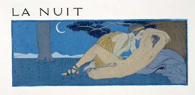 Gece, Les Chansons de Bilitis'ten resim, Pierre Louys, pub. 1922 (kalıp baskısı) by Georges Barbier