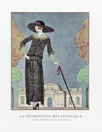 Melankolik Yürüteç, pub. 1922 (kalıp baskısı) by Georges Barbier