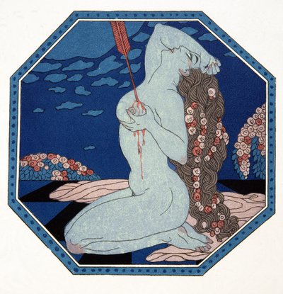 Le Deramantnier, Les Chansons de Bilitis'ten bir çizim, Pierre Louys, pub. 1922 (kalıp baskısı) by Georges Barbier