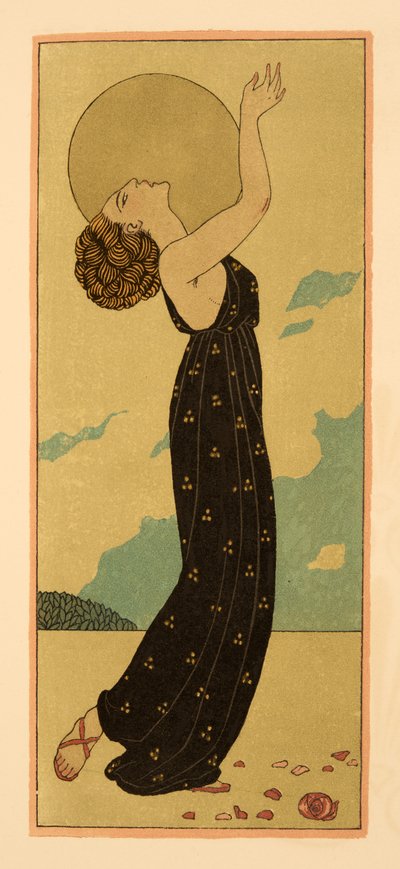 Gizemler, Les Chansons de Bilitis'ten bir çizim, Pierre Louys, pub. 1922 (kalıp baskısı) by Georges Barbier