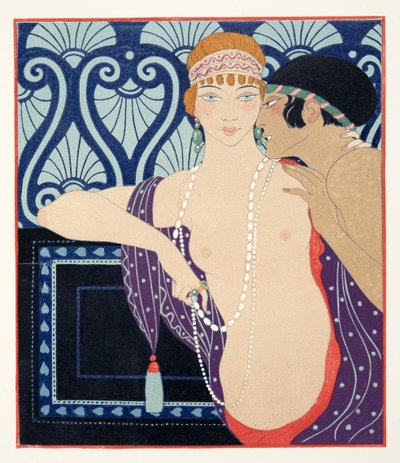 Mnasidika'nın Üç Güzelleri, Les Chansons de Bilitis'ten bir çizim, Pierre Louys, pub. 1922 (kalıp baskısı) by Georges Barbier