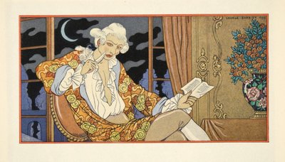 Mektup LXXXVIII, Cecile Volanges Valmont Vikontuna, Pierre Chodlerlos de Laclos (1741-1803), pub. 1934 (kalıp baskısı) by Georges Barbier