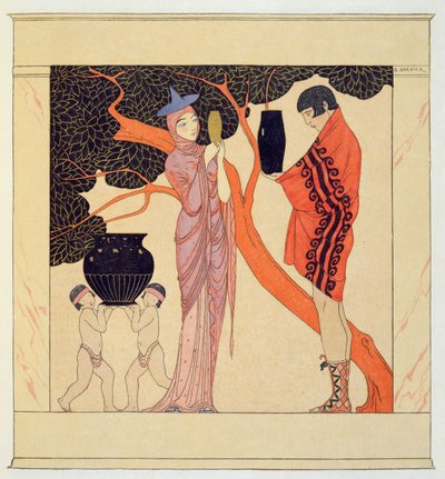 Aşk Simgesi (kağıt üzerine sulu boya) by Georges Barbier