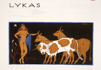 Lykas, Les Chansons de Bilitis'ten bir çizim, Pierre Louys, pub. 1922 (kalıp baskısı) by Georges Barbier