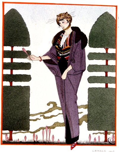 Mme Paquin'in seyahat ceketi, gravür 1914 by Georges Barbier
