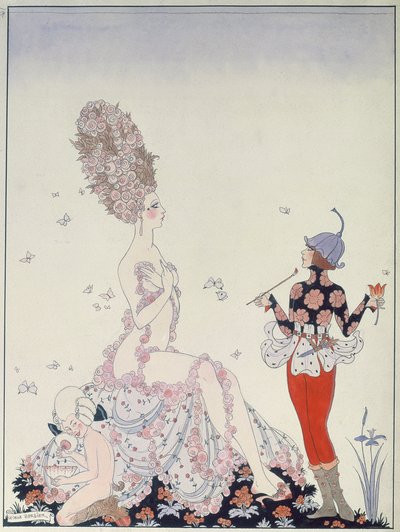 Tabiat Ana (kağıt üzerine kalem, mürekkep ve sulu boya) by Georges Barbier