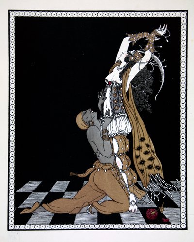 Scheherazade, 'Vaslav Nijinsky'nin Dansları Üzerine Tasarımlar' (1889-1950) serisinden. Georges Barbier (1882-1932), Pochoir Baskısı by Georges Barbier