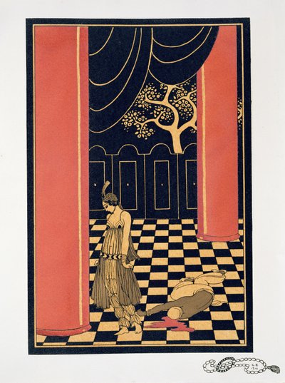 Tamara Karsavina (1885-1978) 'Thamar'ın başrolünde by Georges Barbier