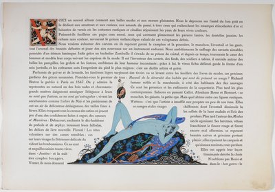 Metin ve çıplak bir figür, mavi renkli. by Georges Barbier