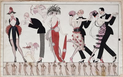 Tango (kalem, mürekkep ve kağıt üzerine sulu boya) by Georges Barbier