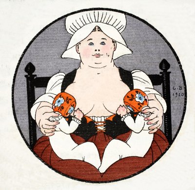 İkizleri olan Islak Hemşire (pochoir baskı) by Georges Barbier