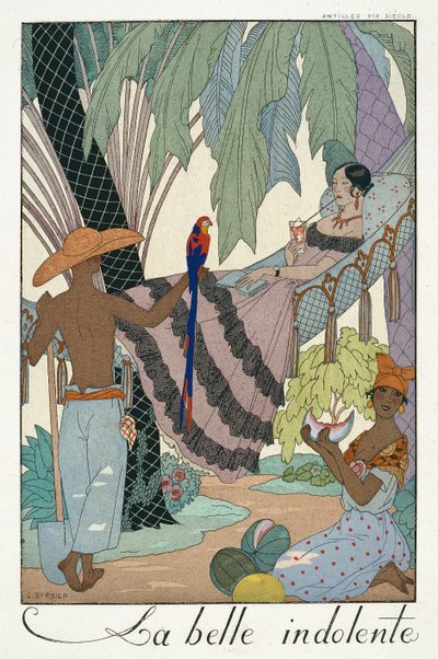Boşta duran güzellik (pochoir baskı) by Georges Barbier