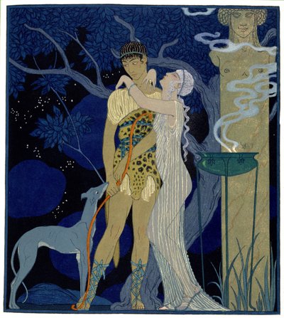 Venüs ve Adonis (renkli taş) by Georges Barbier