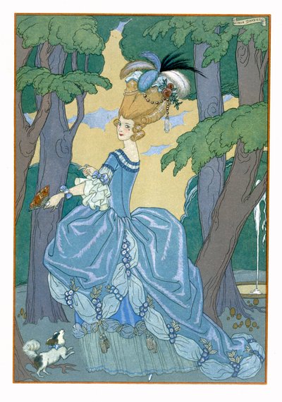Ormanda Yürüyüş, Paul Verlaine (1844-96) 1928 (pochoir baskı) tarafından 