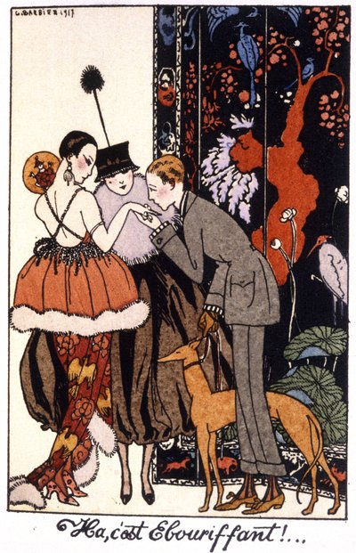 el öpme, paris'te zerafet gecesi, gravür 1917 by Georges Barbier