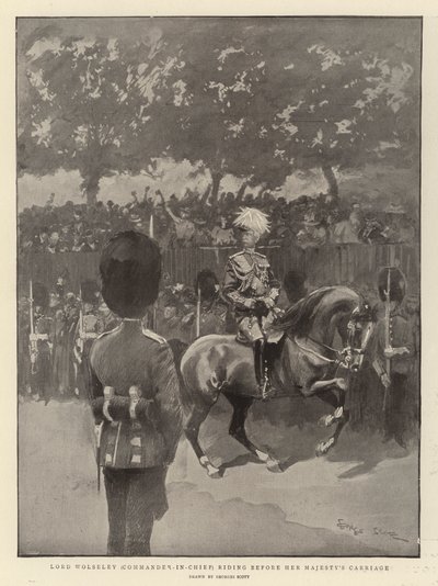 Lord Wolseley (Başkomutan) Majestelerinin Arabasının Önünde Sürerken by Georges Bertin Scott