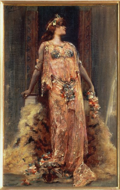 Sarah Bernhardt (1844-1923) Kleopatra rolünde by Georges Clairin