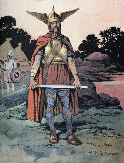 Vercingetorix'in portresi (yaklaşık MÖ 80-46 civarı) savaşçı ve Arvernes kabilesinin Galya lideri by Georges Conrad