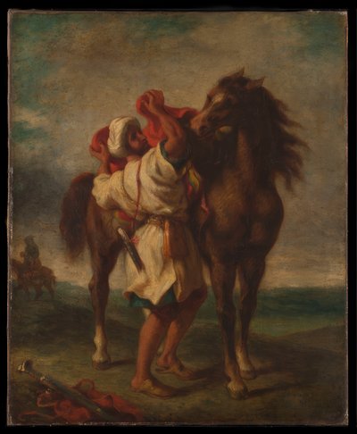 Arap atını eyerliyor by Georges Décote
