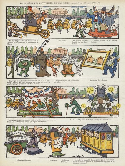 Cumhuriyet kurumlarının alayı. Le Rire için İllüstrasyon by Georges Delaw