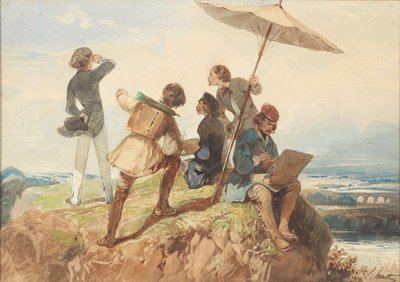 En plein hava ressamları. by Georges Eugène Huot